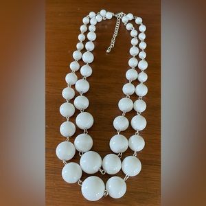 3 for $30 Double Strand White Bauble Necklace Silver Tone Linked Round Beads